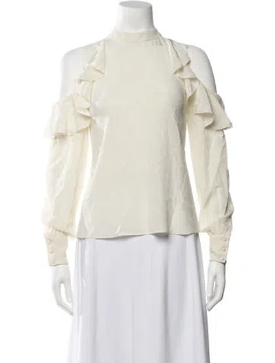 Pre-owned Etro Silk Mock Neck Blouse In Neutrals