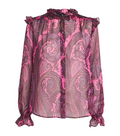 Etro Silk Paisley Blouse In Burgundy