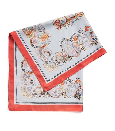 Etro Silk Paisley Foulard Scarf In Blue