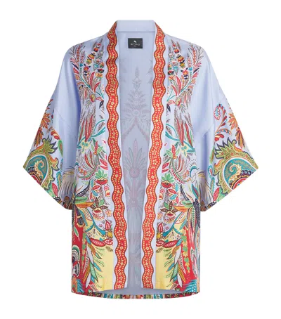 Etro Silk Paisley Kesa Kaftan Jacket In Blue