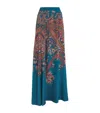 Etro Silk Maxi Skirt With Placed Print