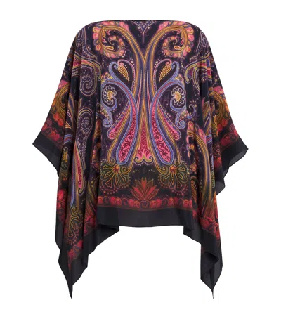Etro Silk Paisley Poncho Blouse In Multi
