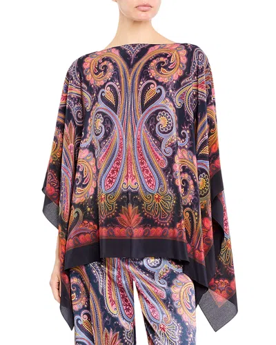 Etro Silk Paisley Poncho In Multi
