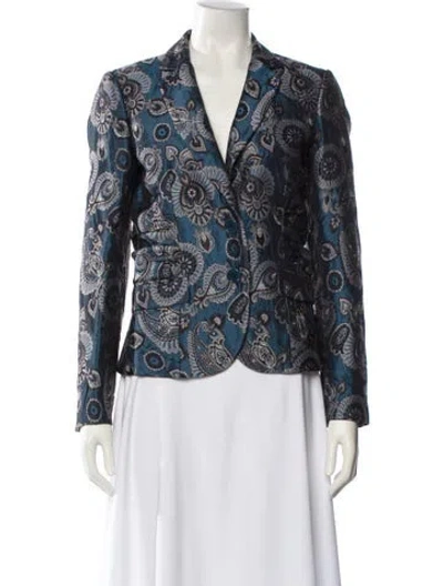 Pre-owned Etro Silk Paisley Print Blazer In Blue