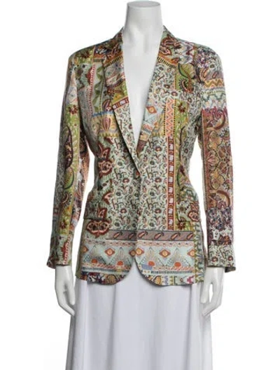 Pre-owned Etro Silk Paisley Print Blazer In Neutrals