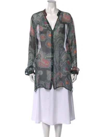 Pre-owned Etro Silk Paisley Print Blouse In Black