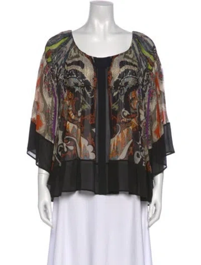 Pre-owned Etro Silk Paisley Print Blouse In Black