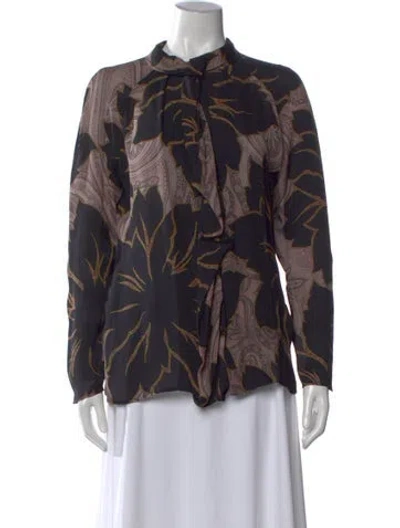Pre-owned Etro Silk Paisley Print Blouse In Black