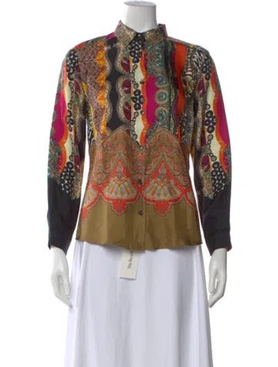 Pre-owned Etro Silk Paisley Print Blouse In Black