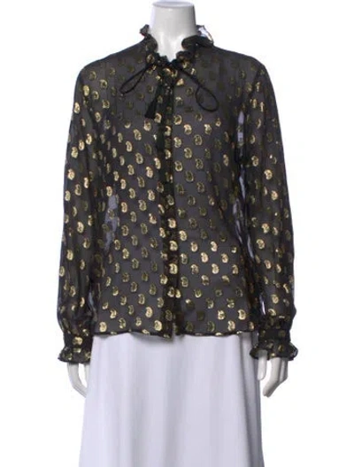 Pre-owned Etro Silk Paisley Print Blouse In Black