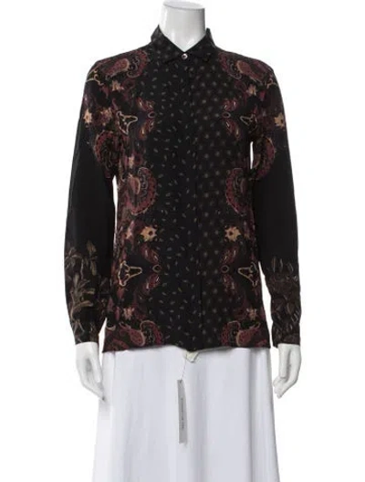 Pre-owned Etro Silk Paisley Print Blouse In Black