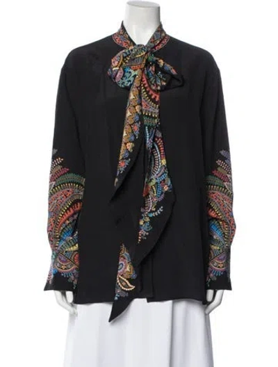 Pre-owned Etro Silk Paisley Print Blouse In Black