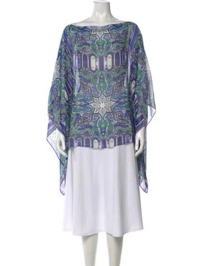 Pre-owned Etro Silk Paisley Print Blouse In Blue