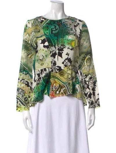 Pre-owned Etro Silk Paisley Print Blouse In Blue