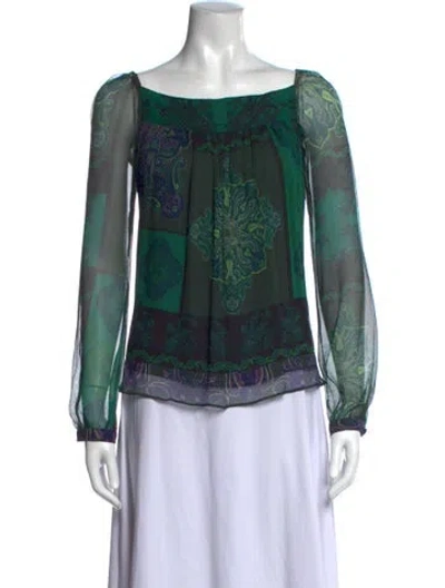 Pre-owned Etro Silk Paisley Print Blouse In Brown
