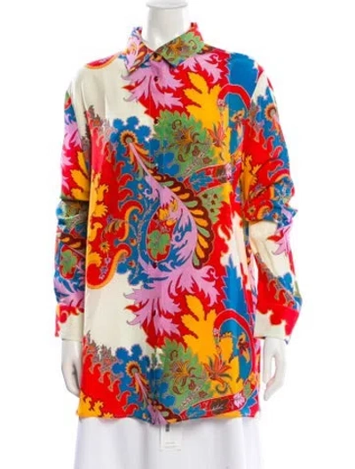 Pre-owned Etro Silk Paisley Print Blouse In Multi
