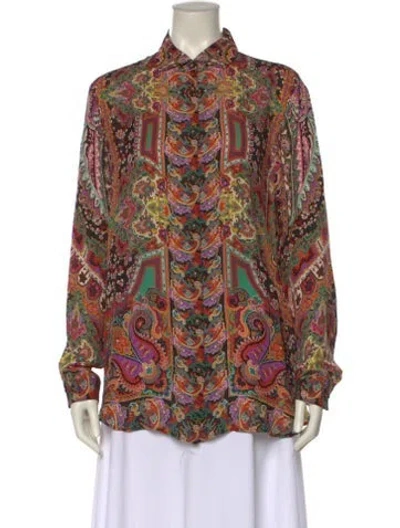 Pre-owned Etro Silk Paisley Print Blouse In Multi