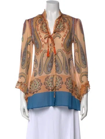 Pre-owned Etro Silk Paisley Print Blouse In Multi
