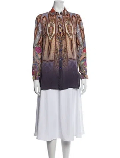 Pre-owned Etro Silk Paisley Print Blouse In Multi