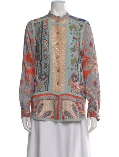 Pre-owned Etro Silk Paisley Print Blouse In Multi
