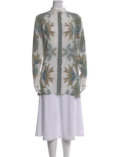 Pre-owned Etro Silk Paisley Print Blouse In Multi