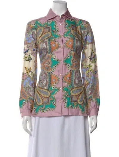Pre-owned Etro Silk Paisley Print Blouse In Multi