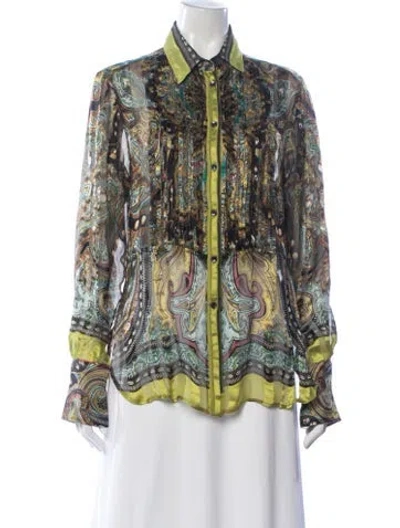 Pre-owned Etro Silk Paisley Print Blouse In Multi