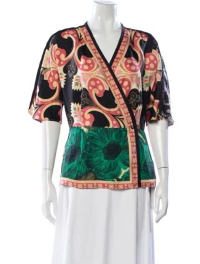 Pre-owned Etro Silk Paisley Print Blouse In Multi