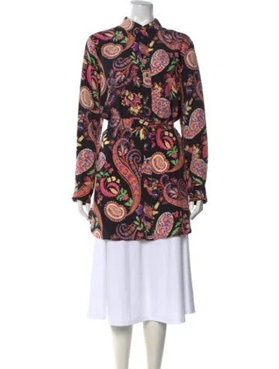 Pre-owned Etro Silk Paisley Print Blouse In Multi