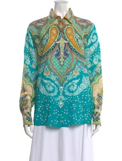 Pre-owned Etro Silk Paisley Print Blouse In Multi