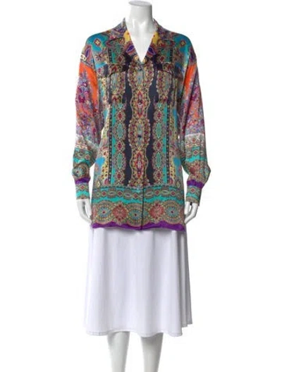 Pre-owned Etro Silk Paisley Print Blouse In Multi