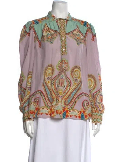 Pre-owned Etro Silk Paisley Print Blouse In Multi