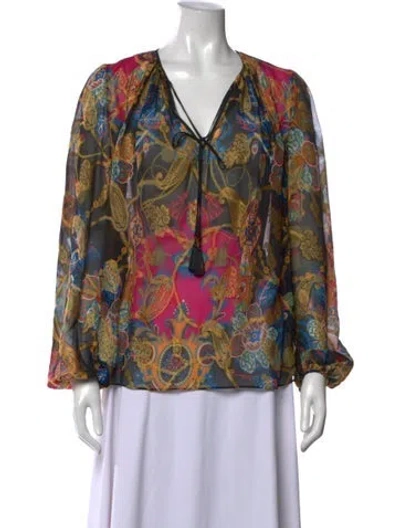 Pre-owned Etro Silk Paisley Print Blouse In Multicolor