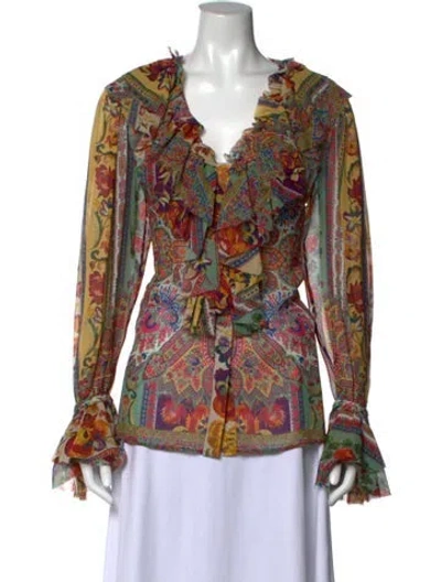 Pre-owned Etro Silk Paisley Print Blouse In Multicolor