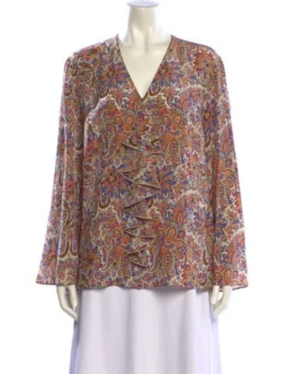 Pre-owned Etro Silk Paisley Print Blouse In Neutral