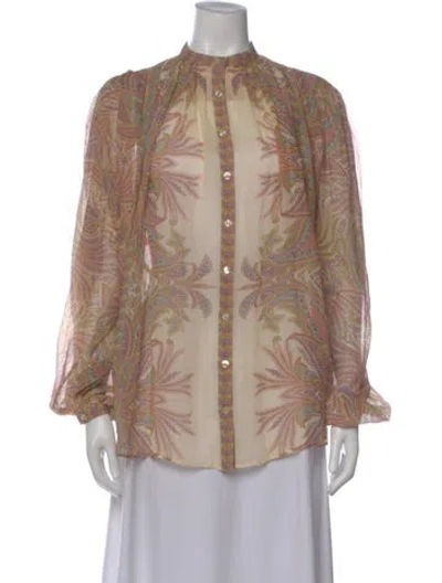 Pre-owned Etro Silk Paisley Print Blouse In Neutral