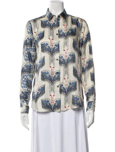 Pre-owned Etro Silk Paisley Print Blouse In Neutrals