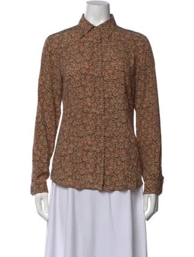 Pre-owned Etro Silk Paisley Print Blouse In Neutrals