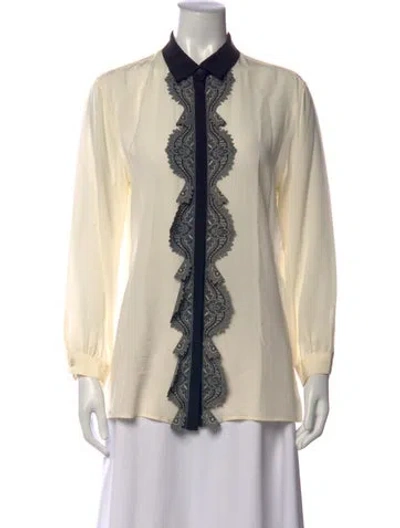 Pre-owned Etro Silk Paisley Print Blouse In Neutrals