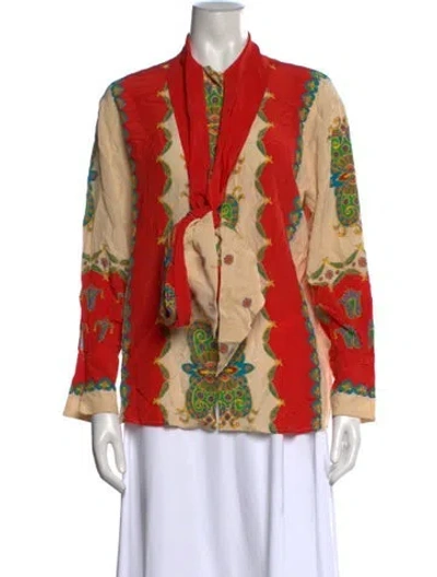 Pre-owned Etro Silk Paisley Print Blouse In Orange