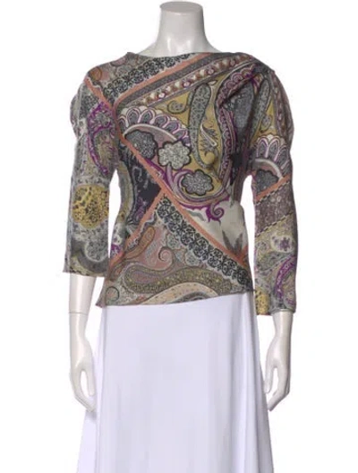 Pre-owned Etro Silk Paisley Print Blouse In Pink