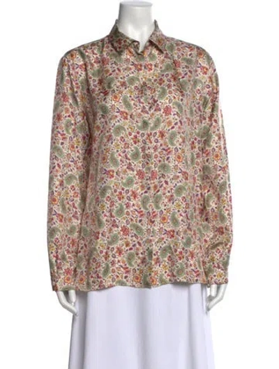 Pre-owned Etro Silk Paisley Print Blouse In Pink