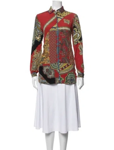 Pre-owned Etro Silk Paisley Print Blouse In Pink