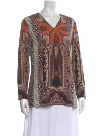 Pre-owned Etro Silk Paisley Print Blouse In Purple