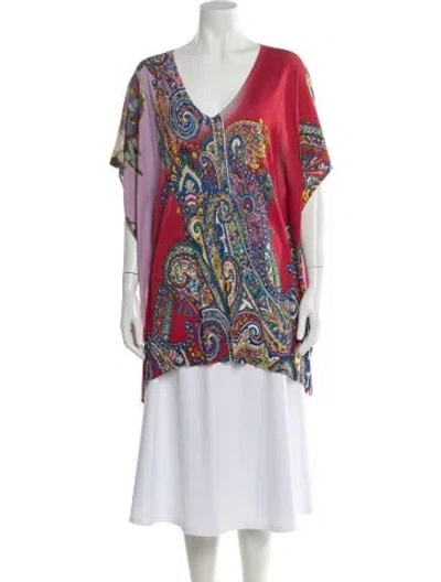 Pre-owned Etro Silk Paisley Print Blouse In Purple
