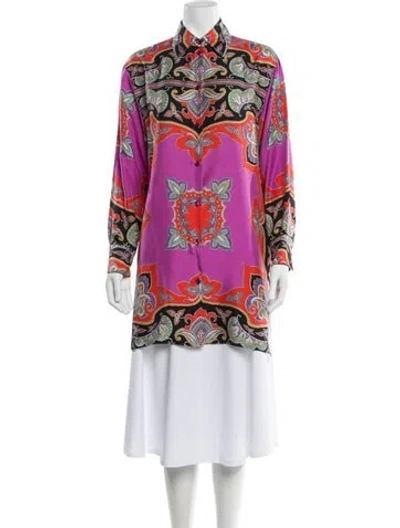 Pre-owned Etro Silk Paisley Print Blouse In Purple