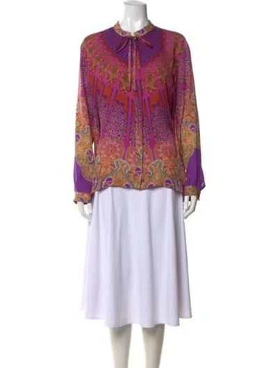 Pre-owned Etro Silk Paisley Print Blouse In Purple