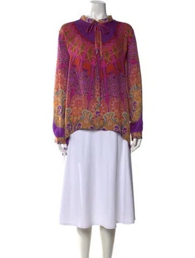 Pre-owned Etro Silk Paisley Print Blouse In Purple