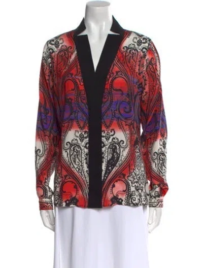 Pre-owned Etro Silk Paisley Print Blouse In Red