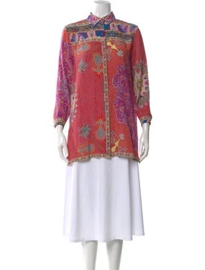 Pre-owned Etro Silk Paisley Print Blouse In Red